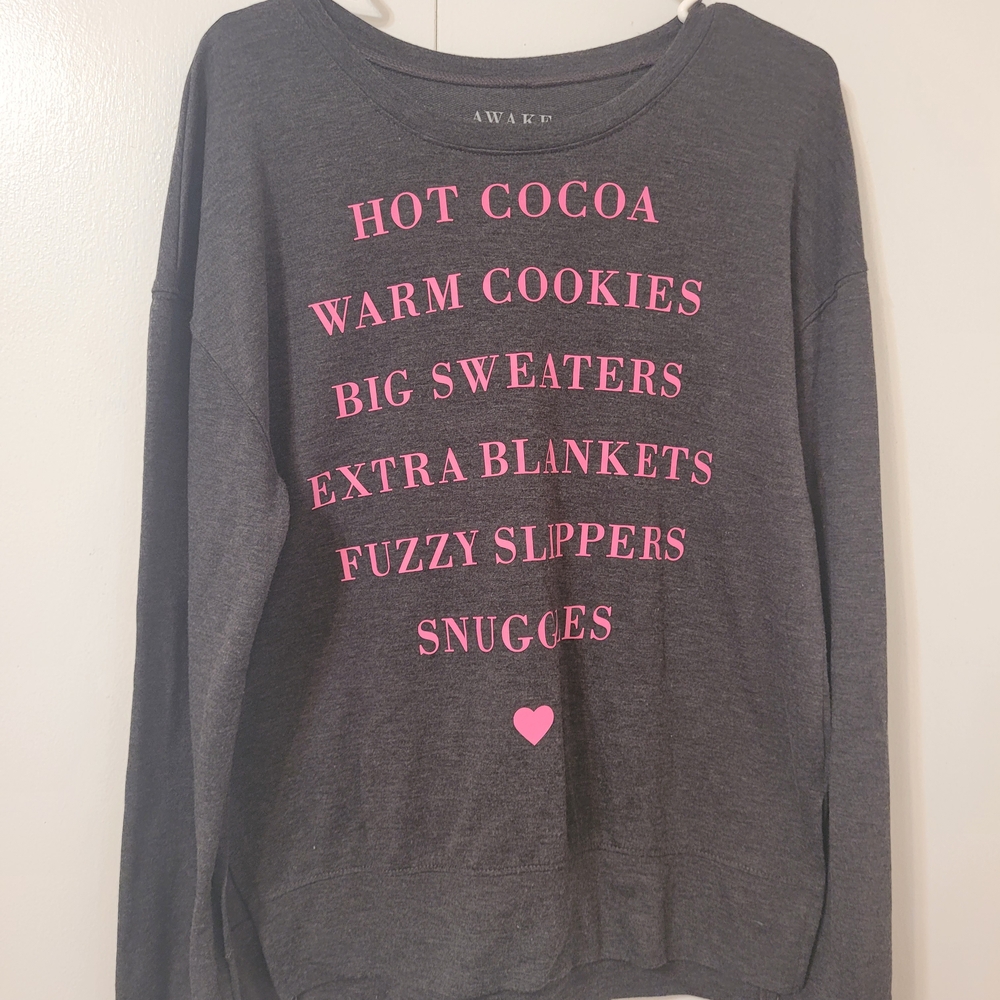 Awake Gray Sweatshirt with Pink Text